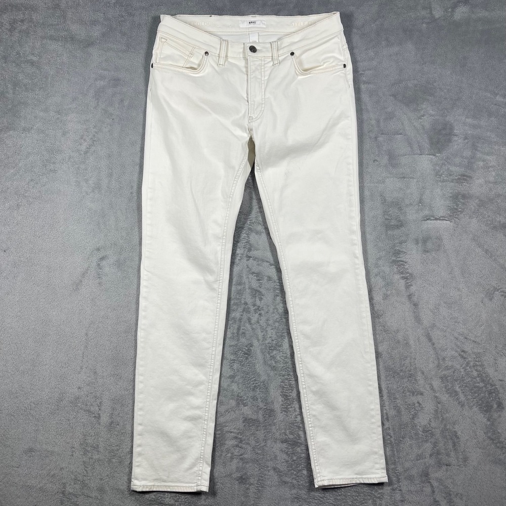 Brax Style Chuck Pants Mens 34(31)x34(32) White Hi-Flex Colour Slim‎ Fit Denim